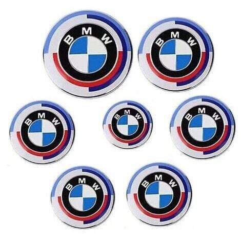 BMW 50th Anniversary Logo Kit – 7 pieces front and rear – Made of high-strength ABS and aluminum – Easy installation (1/3)