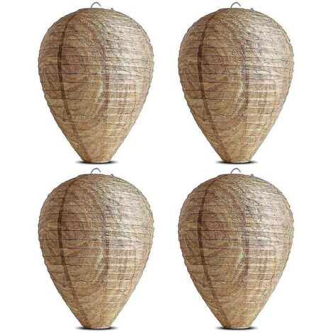 4 Pack Hanging Artificial Wasp Nest, Non-Toxic Paper Bait, Effective Hornet and Bee Repellent, Artificial Nest for Home and Outdoor Garden (1/5)