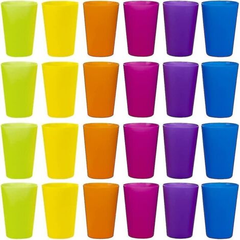 24 Reusable Plastic Cups, 6 Colorful Plastic Cups for Kids, Camping (1/5)