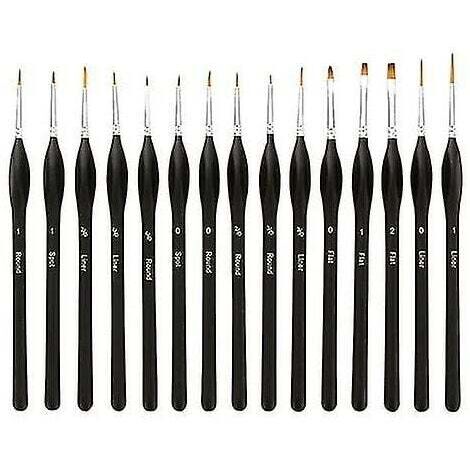 Detail Brush Set, 10 Miniature Brushes for Fine Detail and Art Painting: Acrylic, Watercolor, Oil, Models, Warhammer 40k.