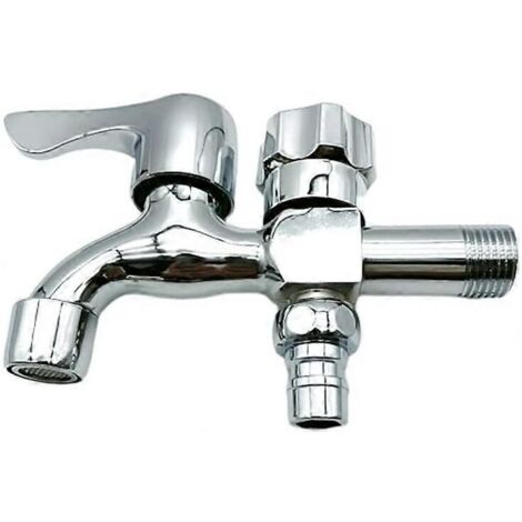 Double faucet, double garden faucet, high quality aluminum alloy faucet, 1/2" x 1/2" connection control for garden (1/5)