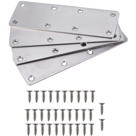 Straight Corner Piece, Flat Repair Plate, Stainless Steel Post with Screws for Furniture, Wooden Doors (1/5)
