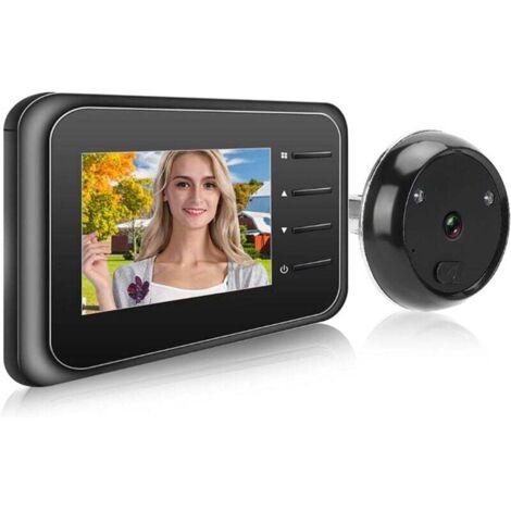 Wireless Digital Video Doorbell, Peephole Camera with 2.4-Inch LCD Monitor, Electronic Surveillance Camera with Cat's Eye Design, 90° Wide Angle HD Lens, Infrared Night Vision