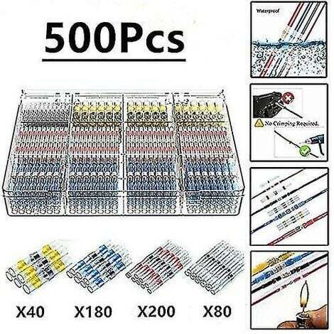 500pcs Maidodo Solderless Tin Heat Shrink Tubing Seal
