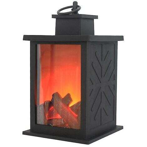 LED Fireplace Lantern with Touch Switch, Realistic Flame Fireplace Lamp, USB Powered (Rectangular Fireplace Lamp) (1/4)