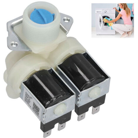 Water Inlet Valve, PP + Aluminum Alloy Double-Head Solenoid Valve for Automatic Washing Machines, AC 220–240V