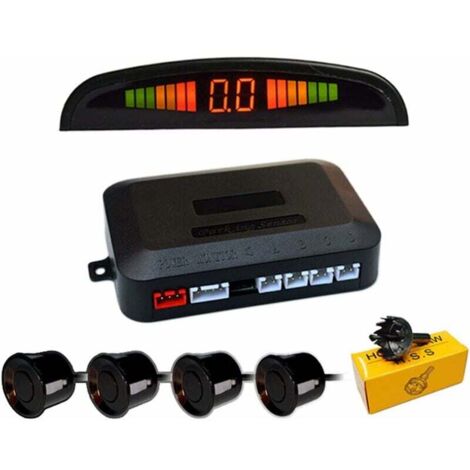 Rückfahrradar, 4 Sensoren, universal Rückfahrsensor mit LED-Farbanzeige, akustisches Rückfahrwarnsystem (black)