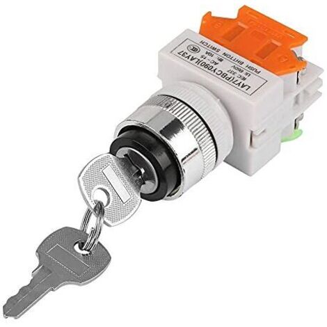 2-Position-Drehschlüsselschalter mit 2 Tasten, Verriegelungsschalter für offenen/geschlossenen Stromkreis, 220 V (1/5)