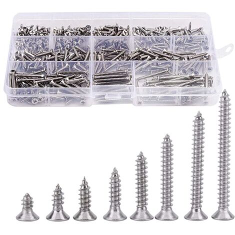 400pcs Stainless Steel Countersunk Head Screws, Phillips Head Flat Head Wood Screws (1/5)