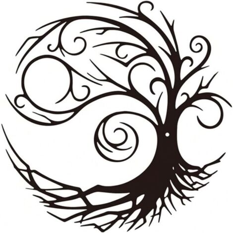 Metal Wall Art, Art Deco Tree of Life Silhouette Wall Decoration, Suitable for Living Room, Garden, Bedroom, 30x30cm (1/5)