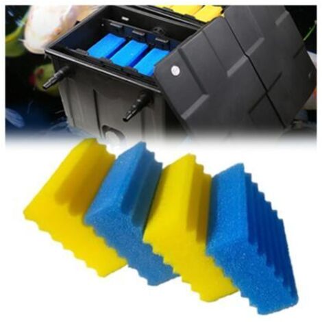 4-Piece CBF350 Pond Filter Sponges – Effective biological filtration foam, easy cleaning and replacement, fine, coarse, and yellow blue sponges for CBF-350 pond filter