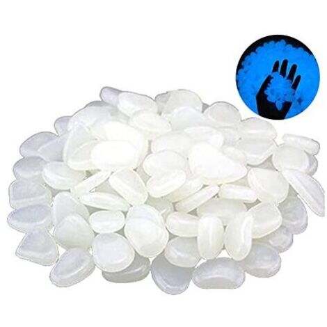 300 Pieces Luminous Pebbles, Outdoor Glow-in-the-Dark Stones, Fluorescent Stones, Phosphorescent Pebbles, Decorative Garden Stones, for Garden Path, Pool, Aquarium, Night Lighting