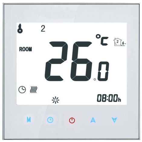 Thermostat, 16A 95-240V Weekly Programmable Heating Thermostat, Touch Screen LCD Display, Room Temperature Controller