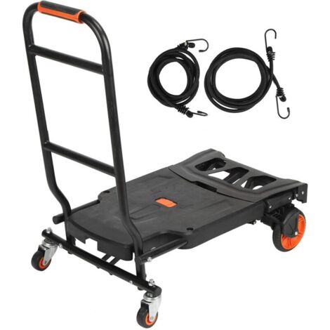 Folding Trolley, Bag Trolley, Multifunctional 2-in-1 Portable Hand Trolley, Luggage Trolley, Folding Trolley with 2 Straps, Hand Trailer, Platform Trolley (1/5)