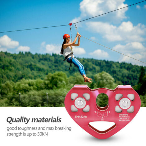 30KN double pulley zip line rescue cable trolley outdoor climbing ...