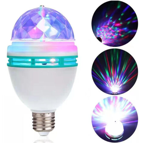 LED Party Lamp,Automatic Rotating 3W Multi-Color LED Light Bulb, Disco ...