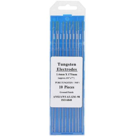 10Pcs Pure Tungsten Electrodes WP Green Tip for AC Tig Welding, 1.0/1.6 ...