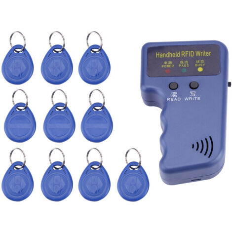 Portable 125KHz RFID Card Reader Writer Copier Duplicator + 6pcs Writeable T5577 Key Cards, for 125Khz EM4100 / EM410X ID/Label