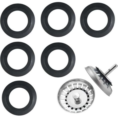 6-Piece Kitchen Sink Seal, Silicone Seal for Filter Baskets, Replacement Rubber Sink Seal, 54mm Outer Diameter, 32mm Inner Diameter, Kitchen Drain Plug Seal