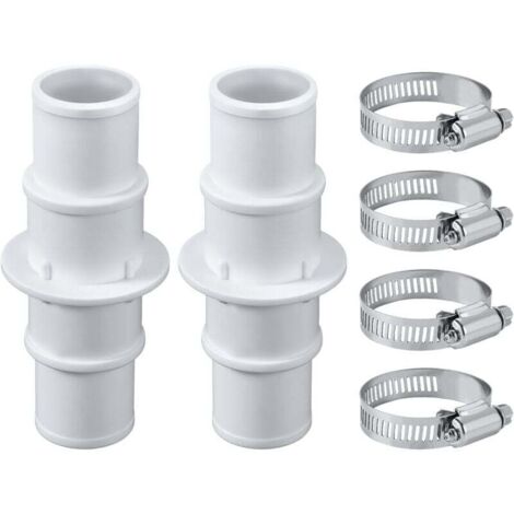2pcs Pool Hose Connector, with 4 Stainless Steel Hose Clamps 32mm or 38mm Pool Hose Adapter for Pool Vacuum Cleaners and Filter Pump Hoses