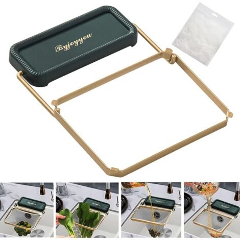 Sink mixer tap, kitchen filter bag, corner sink strainer for sink drain, drain strainer, collapsible sink dispenser, drain basket (1 holder + 100 filter bags) (ver (1/5)
