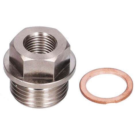 M18x1.5 to 1/8NPT thread exhaust water temperature sensor adapter fitting with gasket
