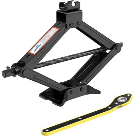 2T/2000KG Scissor Jack, Scissor Jack and Wrench, 360° Rotating Head, Jack Thickness and Load Capacity