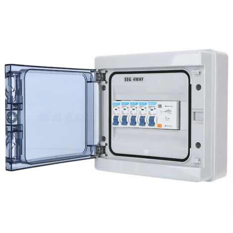 4-Way Waterproof Circuit Breaker with Leakage Protection, 63A 30mA RCD + 4MCB 6A + 2 x 16A + 32A