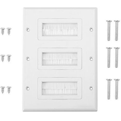 Wall Plate Brush, Cable Entry/Exit Brush, Plastic Dustproof Plate, Cable Passage Hole for HDMI or Network/Telephone Cables (3)