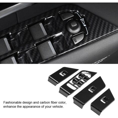 Jeffergarden 4-Piece Carbon Fiber Window Switch Button Trim Frame for Land Rover Range Rover Evoque 12-17