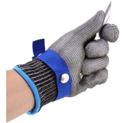 Butcher's Glove in Stainless Steel Mesh, High Performance, Blue, Level 5 Protection, XL (1/4)