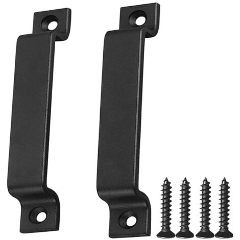 Piece Barn Door Handle Solid Black Steel Door Handle Screws Included (Black) (1/5)
