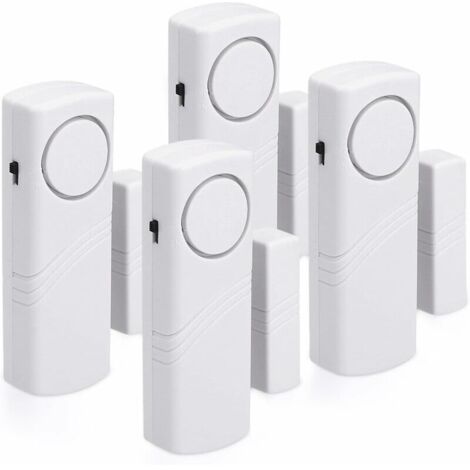 Door and Window Alarm - 4x Wireless Intrusion Alarm Pack - Home Security Against Burglary - Magnetic Operation - 100 dB