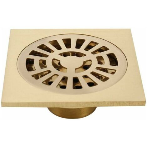 Shower drain, Shower drain, 10.2 cm square brass shower floor drain with removable cover, hair drain for kitchen, toilet (1/5)