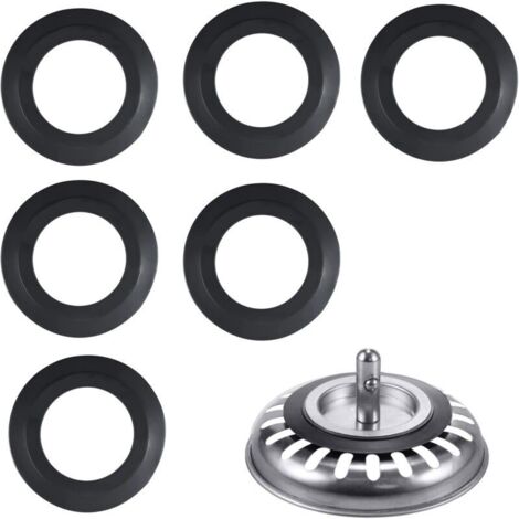Sink drain seal, 6 packs, 54 mm outer diameter, 32 mm inner diameter. For kitchen, bathtub, and washbasin drains. Elastomer seal for filter baskets, drain valves, and sink strainers.