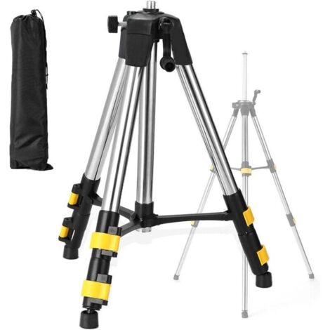 1.2M Trépied de Niveau Laser, Filetage 5/8", Trépied d'Arpentage Robuste pour Scanner Niveau Laser de Construction, Pieds Rétractables