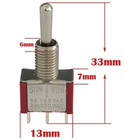 10 Pcs Mini Rocker Switch, AC 125V 6A / 250V 2A 3 Pin SPDT ON-OFF-ON 3 ...