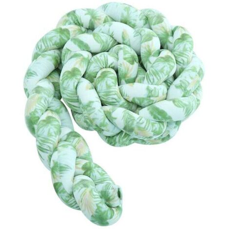 Baby cuna protector - 3 layers of thread in the shape of a snake, trenzado protector of terciopelo for baby cuna, protector for receiving babies, decoration of dormitory, green hoja - 1 m