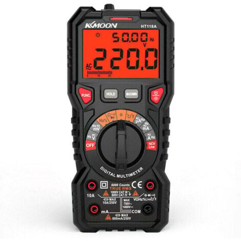 Automatic digital multimeter, TRMS 6000 cuentas (LED terminal guide), amp, professional electrical comprobador, temperature, capacitance, AC/DC voltage/corriente, resistance/frequency, etc. (1/4)