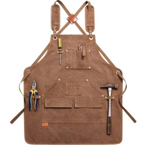 Delantal de lona super crane, multifunctional bolsillo, para cocinar, manicura, limpieza, carpintería, mechanica, agrícolas trabajos, ganadería y como delantal protector. (1/4)