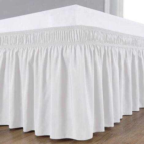 Cubrecama de poliéster elástico con ruffles, faldón de cama elástico (white cream: 120 x 200 + 40 cm)