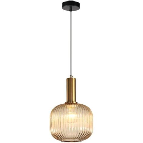 Modern spider lamp, gold casing with ambar crystal panel, LED colgante lamp (1/4)