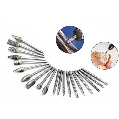 Set of 20 rotating tungsten steel files to polish, grind, size wood and size variations. (1/4)