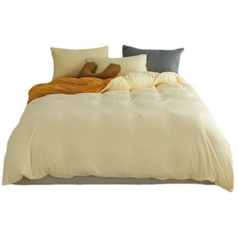 Matrimonial bed set 220x240 in cream and amarilla microfiber with cremallera cierre, reversible adult Nordic bed with 2 almohada beds 48x74 cm and low bed 230x250 cm. (1/4)