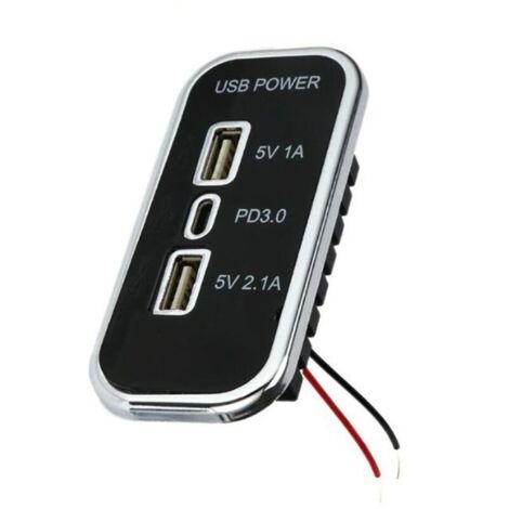 Fast dual USB and PD adapter for car charging for trucks, motorhomes and boats from 12-24 V