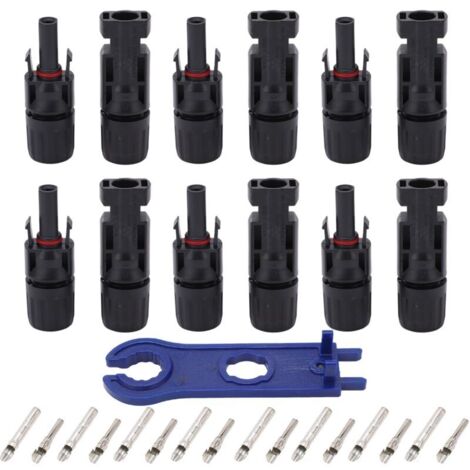 Kit of 12 photovoltaic solar connectors of copper rated IP67 with male and female pins, suitable for industrial applications, 1000 V 30 A (1/4)