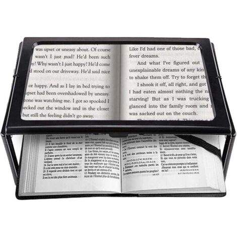 A4 Full Page Reading Magnifier, Rectangular Hands-Free Stand Magnifier with 4 LED Lights, 3X Magnification Lens for Reading, for the Elderly, Seniors, and the Visually Impaired