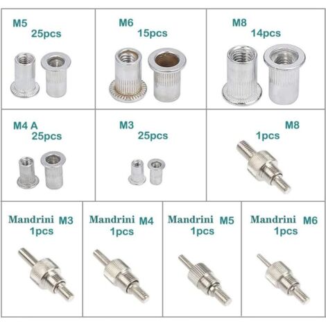 86-piece rivet gun set with 5 mandrels (M3, M4, M5, M6, M8) - Rivet gun ...