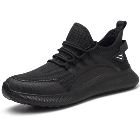 Lightweight, comfortable, and slip-resistant safety shoes for men and women, steel-toe work shoes (Black, EU 40) - RAPANDA