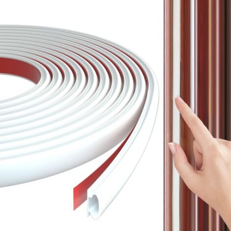 8m White Type D Door and Window Seal, Thermal and Sound Insulation, Self-Adhesive TPE Rubber Sealing Strip, PVC Car Door Sealing Strip, Suitable for Seals